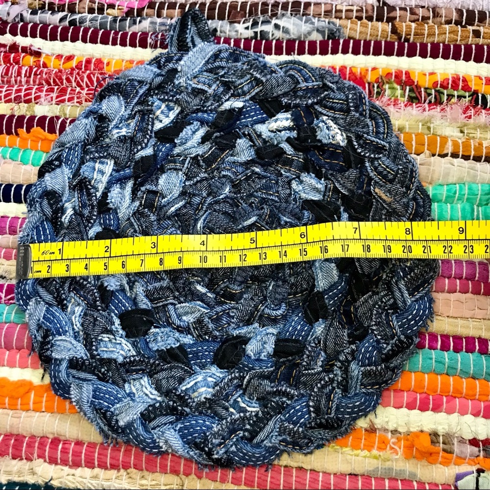 Handmade ~ Recycled upcycled denim jeans trivet hot pad - Picture 2 of 2